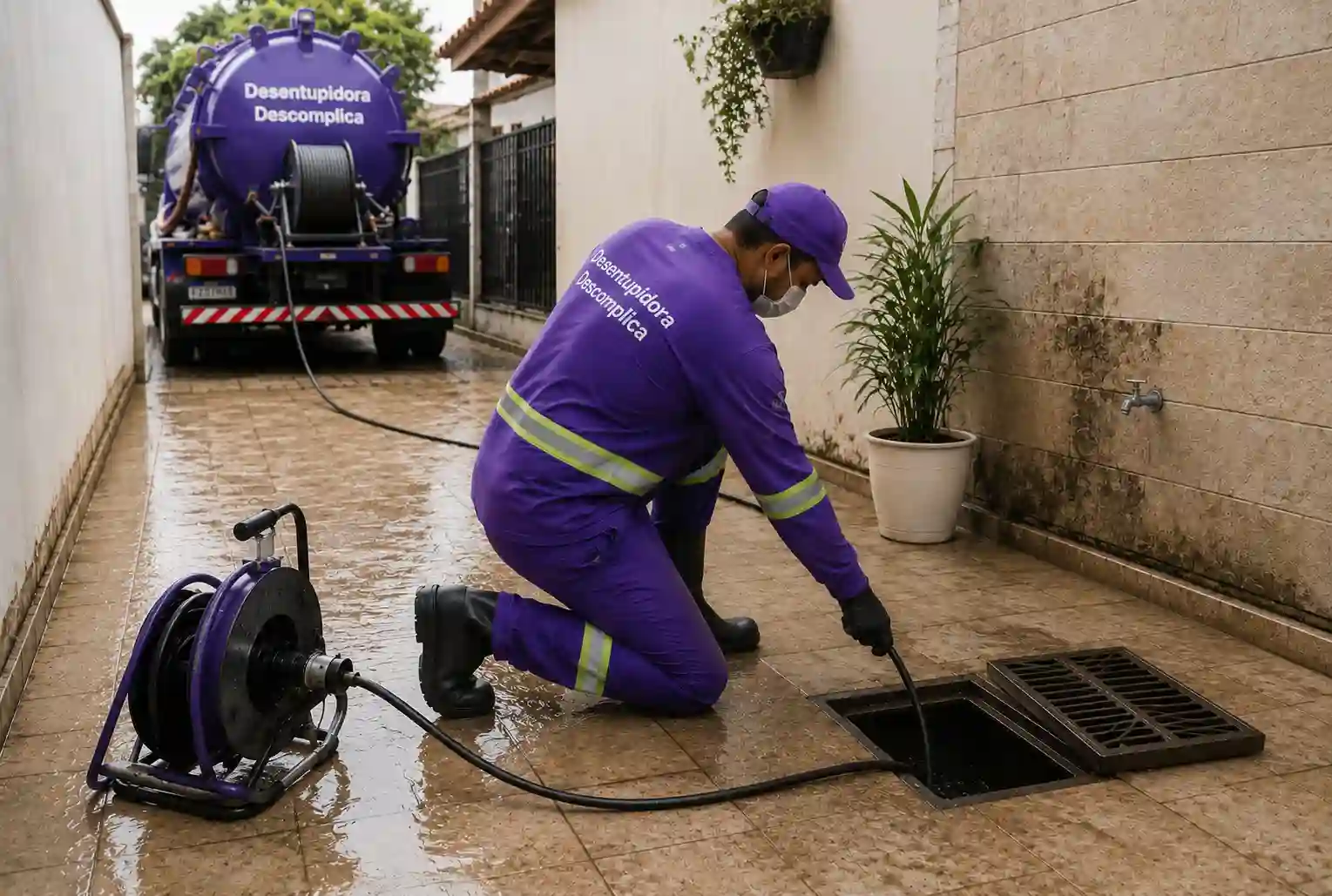 Serviço profissional de desentupimento de ralo