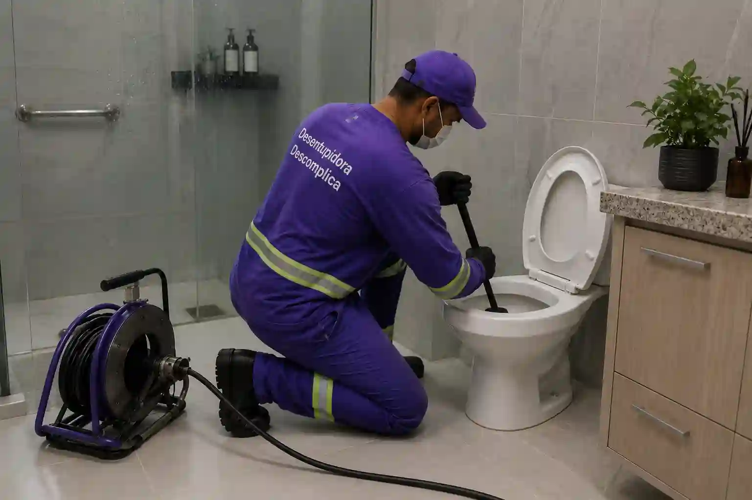 Desentupimento de vaso sanitário sem quebra-quebra