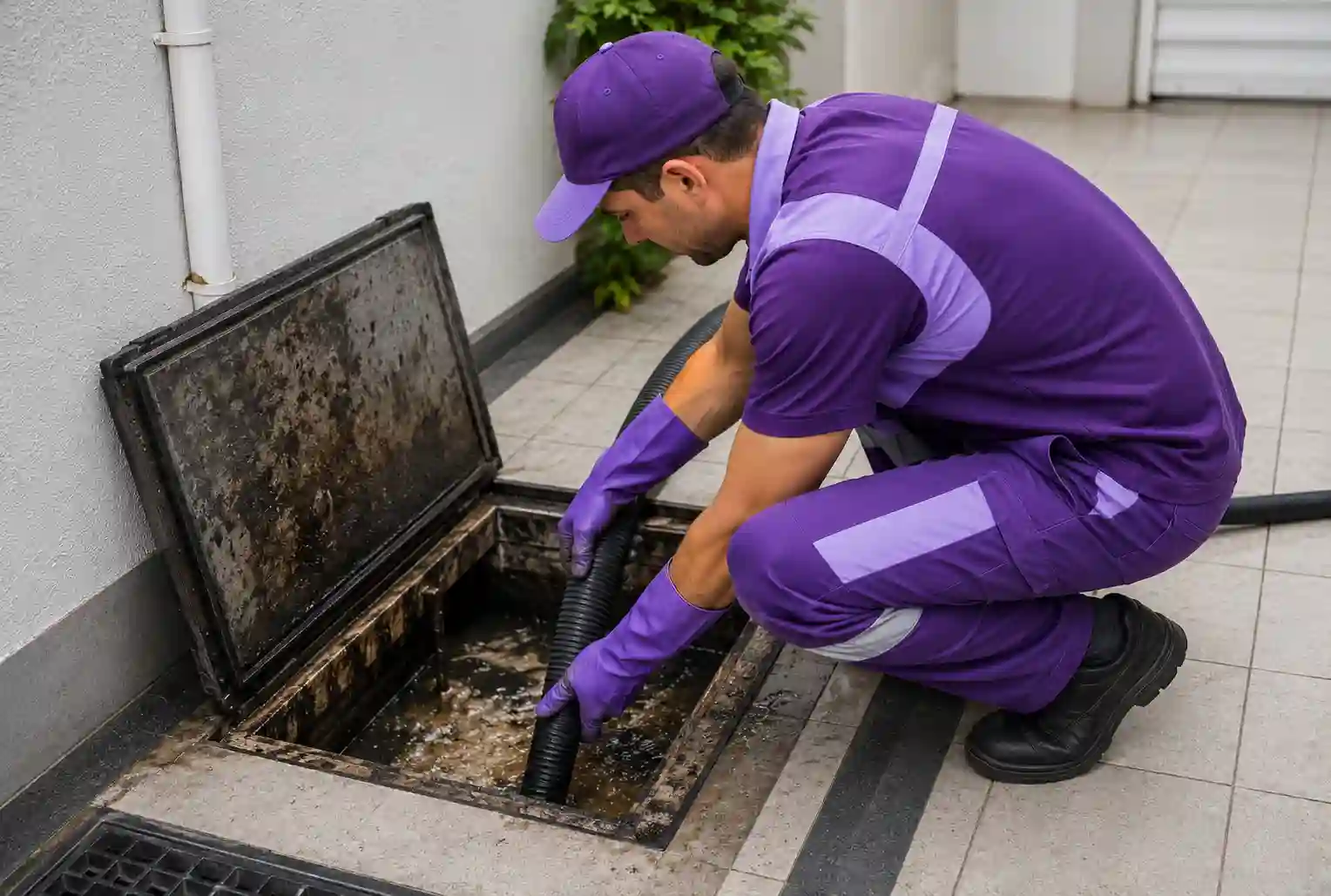 Limpeza profissional de caixa de gordura